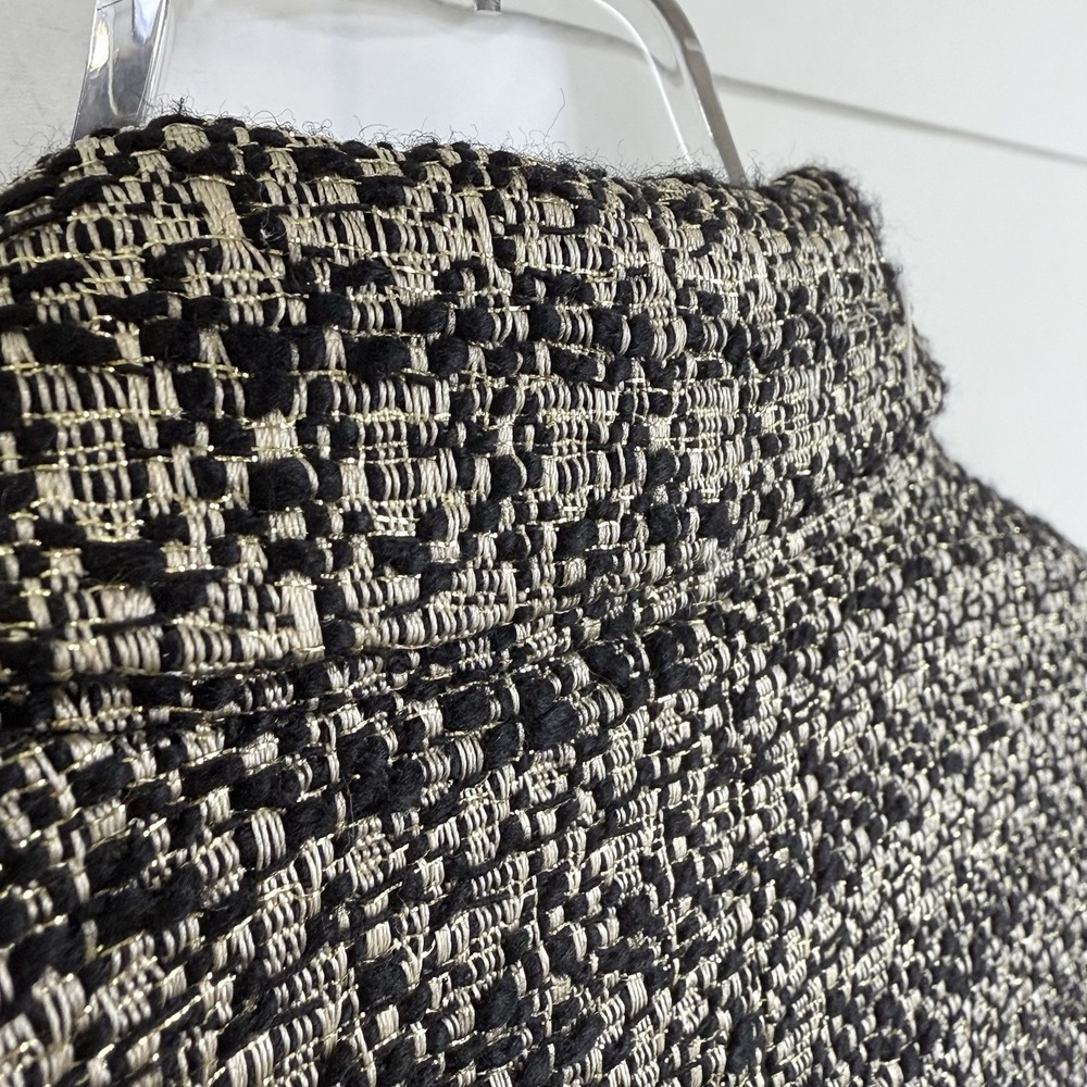 NEW Evereve STARSTRUCK Tweed Blazer Women L Black White Metallic Gold Button - Picture 11 of 13